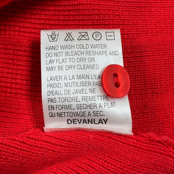 Lacoste Red Ribbed V Neck Short Sleeve Button Up Cardigan Sweater Women's L VTG - Picture 6 of 9